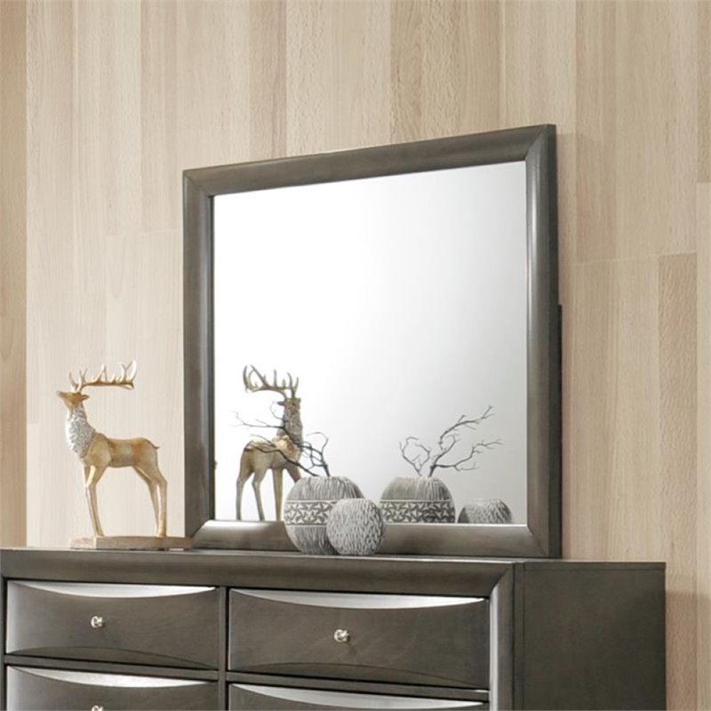 Bowery Hill Mirror with Wooden Frame in Gray Oak