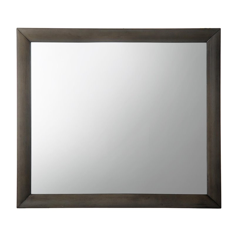 Bowery Hill Mirror with Wooden Frame in Gray Oak