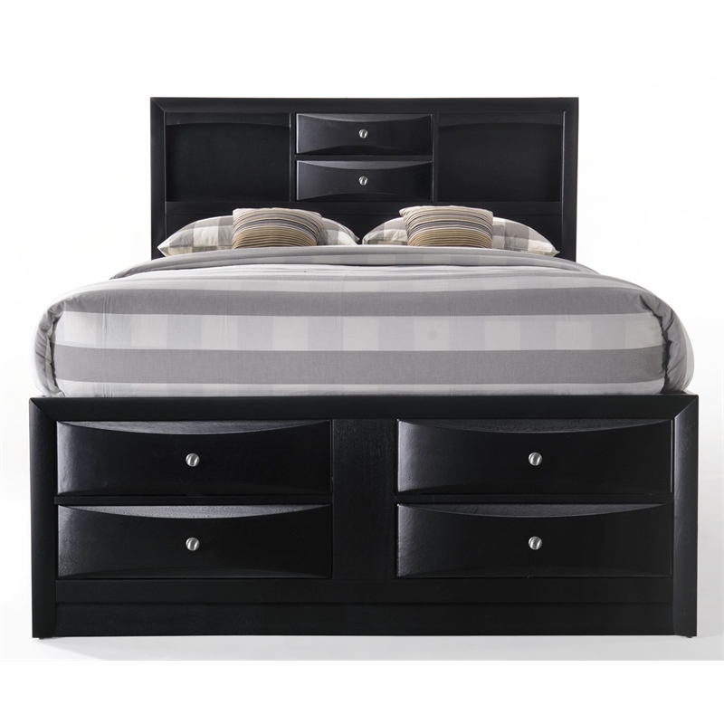 Bowery Hill Full Wood Platform Bed with Storage in Black