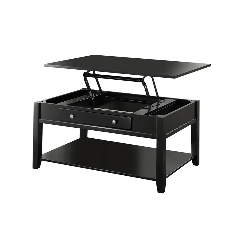 Bowery Hill Coffee Table with Lift Top in Black