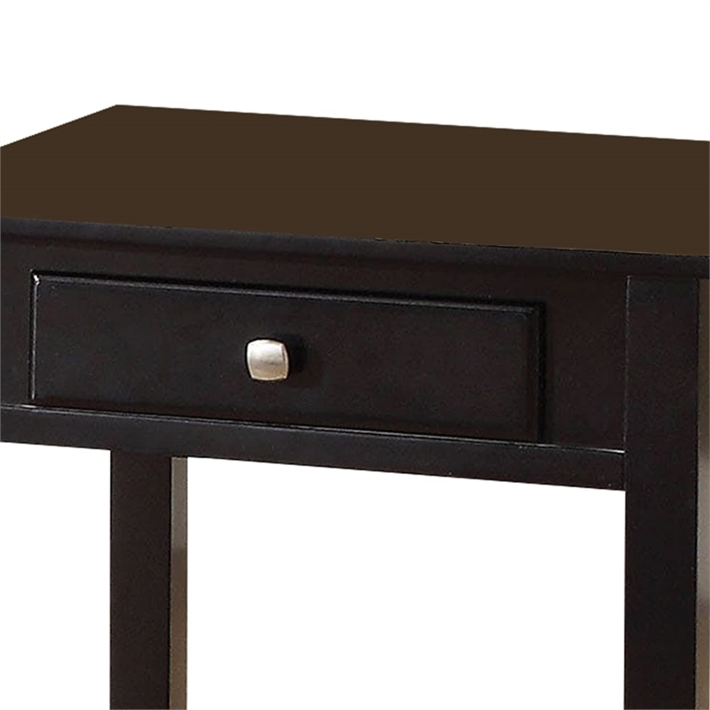 Bowery Hill End Table with Drawer and Shelf in Black