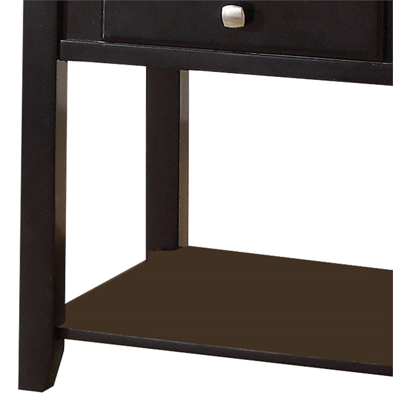 Bowery Hill End Table with Drawer and Shelf in Black