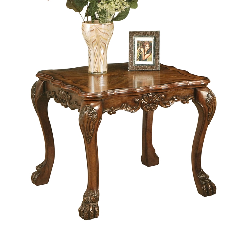 Bowery Hill Square End Table in Cherry Oak with Claw Feet