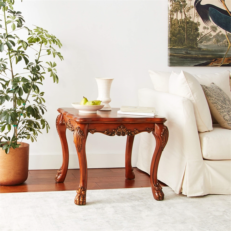Bowery Hill Square End Table in Cherry Oak with Claw Feet