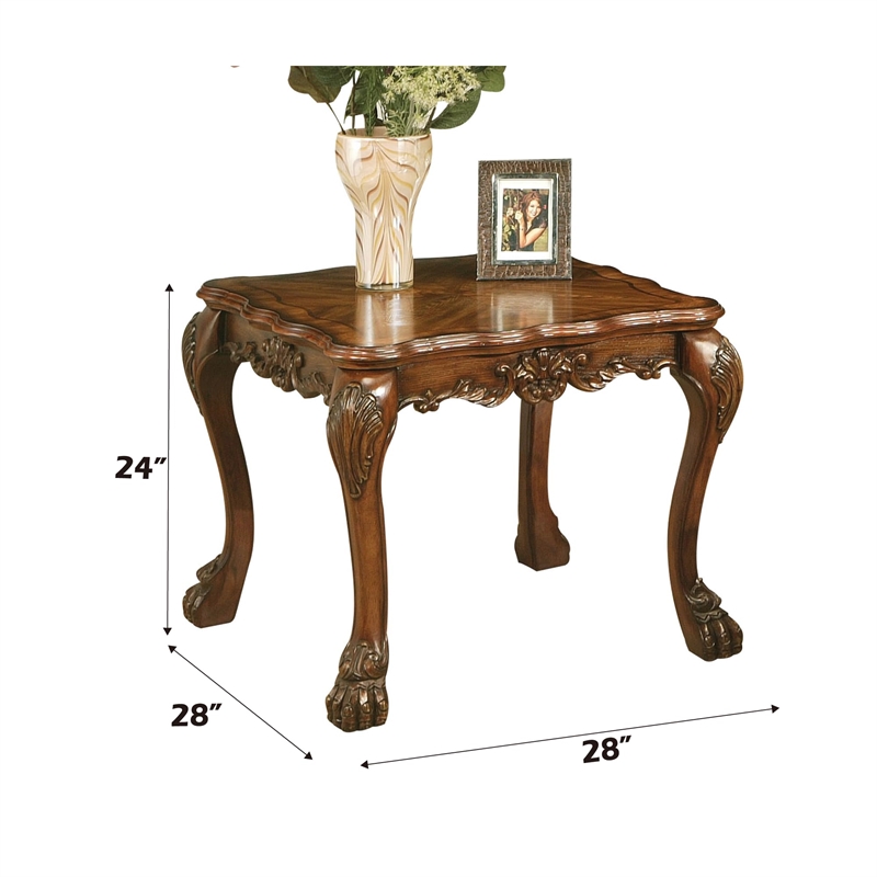 Bowery Hill Square End Table in Cherry Oak with Claw Feet
