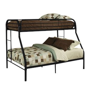 Bowery Hill Twin XL Over Queen Metal Bunk Bed in Black