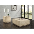 Bowery Hill Square Coffee Table with Travertine Top in Natural Beige