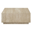 Bowery Hill Square Coffee Table with Travertine Top in Natural Beige