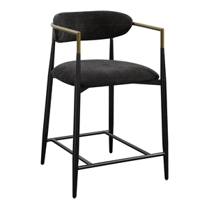 Bowery Hill Fabric Counter Height Chair Set of 2 in Black and Gold