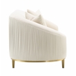 Bowery Hill Velvet Upholstered Loveseat with 2 Pillows in Ivory