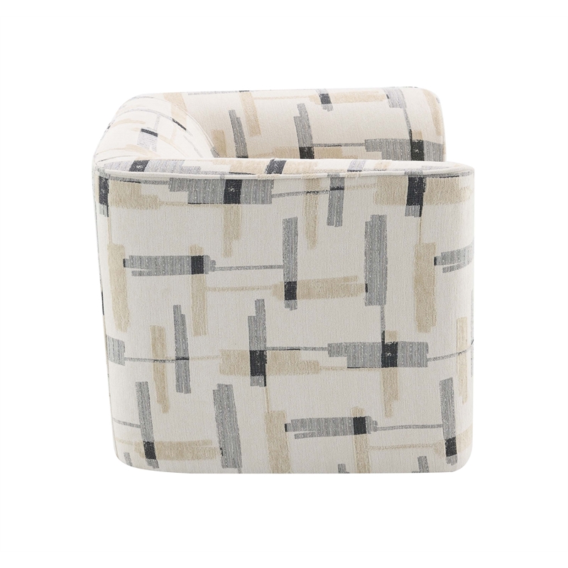 Bowery Hill Beige Upholstered Swivel Chair with Armrests