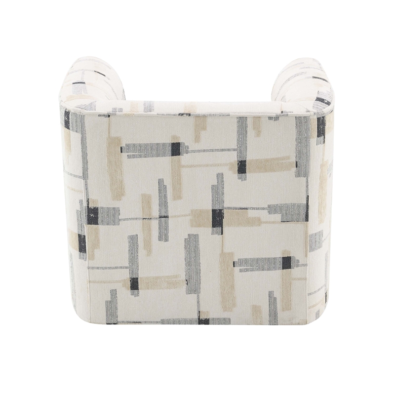 Bowery Hill Beige Upholstered Swivel Chair with Armrests