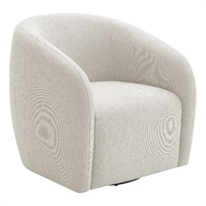 Bowery Hill Upholstered Swivel Chair with Wood Frame in Beige Linen Fabric