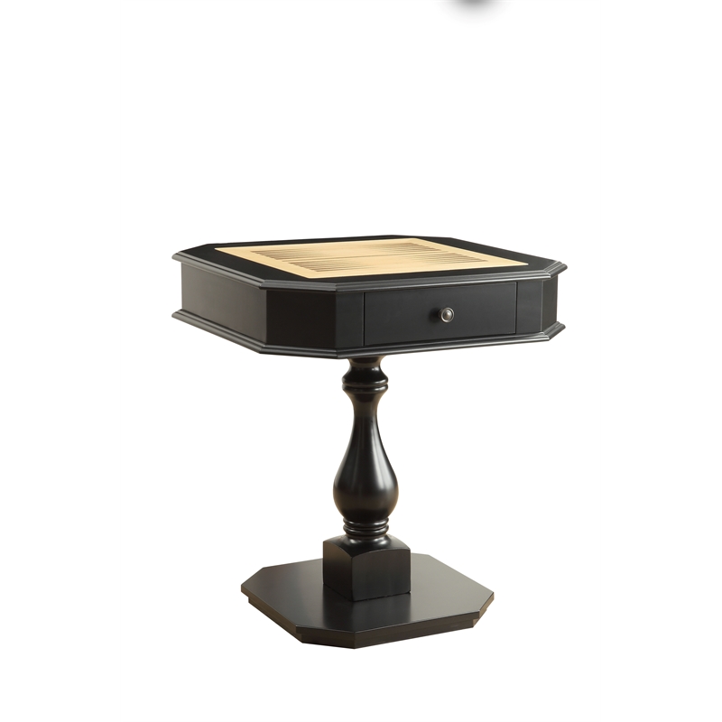 Bowery Hill Wooden Game Table with Drawers in Black
