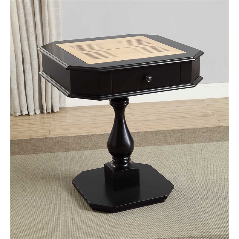 Bowery Hill Wooden Game Table with Drawers in Black