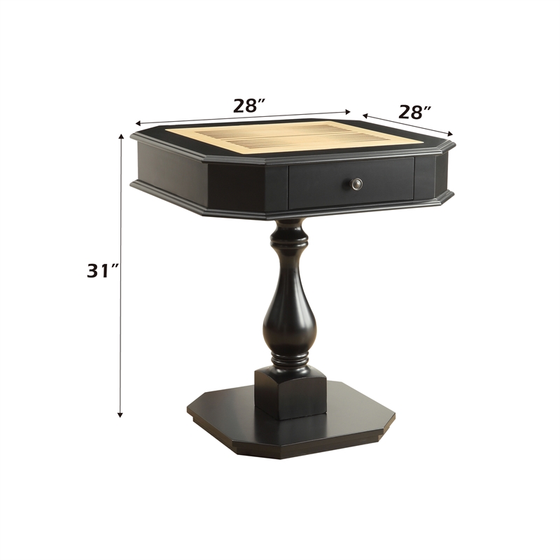 Bowery Hill Wooden Game Table with Drawers in Black