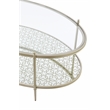 Bowery Hill Metal and Tempered Glass Oval Coffee Table in Silver
