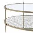 Bowery Hill Metal and Tempered Glass Oval Coffee Table in Silver