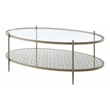 Bowery Hill Metal and Tempered Glass Oval Coffee Table in Silver