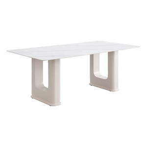 Bowery Hill Rectangular Dining Table in Beige and Ceramic Top