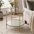 Bowery Hill Round End Table with Metal Frame and Tempered Glass Top in Silver