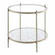 Bowery Hill Round End Table with Metal Frame and Tempered Glass Top in Silver