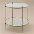 Bowery Hill Round End Table with Metal Frame and Tempered Glass Top in Silver