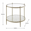 Bowery Hill Round End Table with Metal Frame and Tempered Glass Top in Silver
