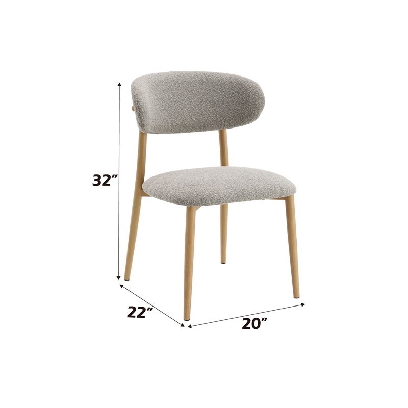 Bowery Hill Metal Dining Side Chair in Gray/Natural (Set of 2)