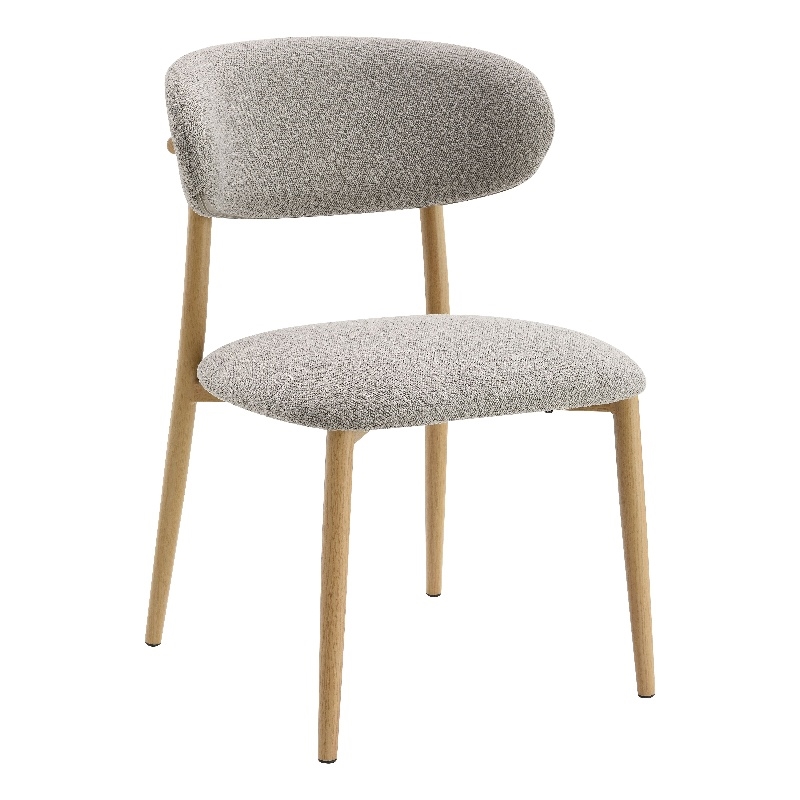 Bowery Hill Metal Dining Side Chair in Gray/Natural (Set of 2)