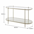 Bowery Hill Oval Metal Sofa Table with Tempered Glass in Silver Clear