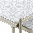 Bowery Hill Oval Metal Nesting Tables with Tempered Glass in Silver Clear