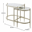 Bowery Hill Oval Metal Nesting Tables with Tempered Glass in Silver Clear