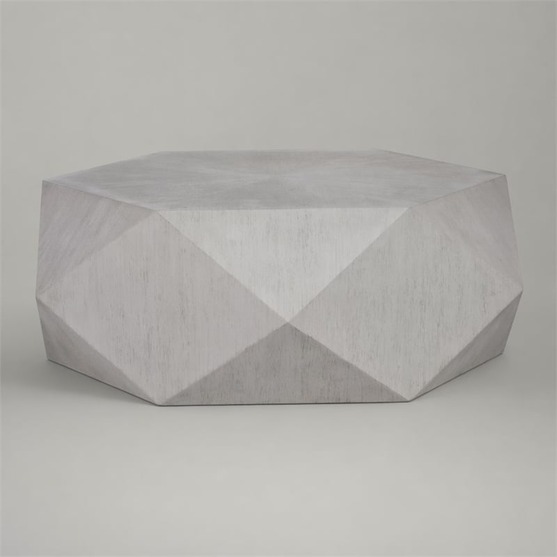 Bowery Hill Hexagonal Engineered Wood Coffee Table in Antique White