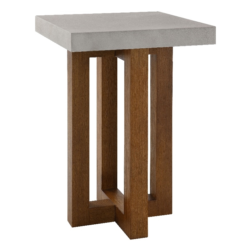 Bowery Hill Keven Composite Wood Square End Table in Walnut/Gray
