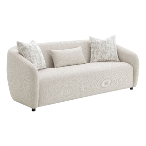 Bowery Hill Etienne Wood and Linen Fabric Upholstered Sofa in Beige
