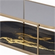 Bowery Hill Coffee Table with Tempered Glass Top and Black Marble Shelf