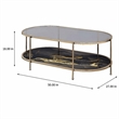 Bowery Hill Coffee Table with Tempered Glass Top and Black Marble Shelf