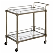 Bowery Hill Contemporary Metal Serving Cart in Antique Brass