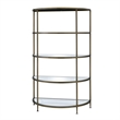 Bowery Hill Contemporary Metal Rack with Mirrored Shelves in Antique Brass