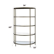 Bowery Hill Contemporary Metal Rack with Mirrored Shelves in Antique Brass