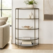 Bowery Hill Contemporary Metal Rack with Mirrored Shelves in Antique Brass