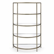 Bowery Hill Contemporary Metal Rack with Mirrored Shelves in Antique Brass