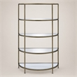Bowery Hill Contemporary Metal Rack with Mirrored Shelves in Antique Brass