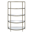 Bowery Hill Contemporary Metal Rack with Mirrored Shelves in Antique Brass