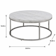 Bowery Hill Round Metal Coffee Table with Marble Top in Nickel