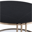 Bowery Hill Round Coffee Table with Stone Top and Metal Frame in Black/Gold