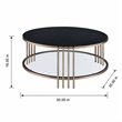 Bowery Hill Round Coffee Table with Stone Top and Metal Frame in Black/Gold