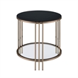 Bowery Hill Round End Table with Stone Top and Metal Frame in Black/Gold
