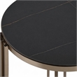 Bowery Hill Round End Table with Stone Top and Metal Frame in Black/Gold